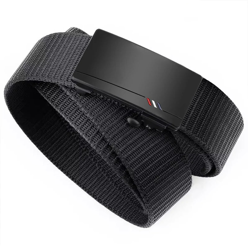 Men’s Nylon Canvas Belt – Breathable Automatic Buckle Outdoor Sports and Casual Jeans Belt
