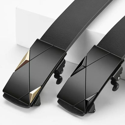 Men’s PU Leather Business Belt – Automatic Buckle Adjustable Waist Strap for Jeans and Formal Wear