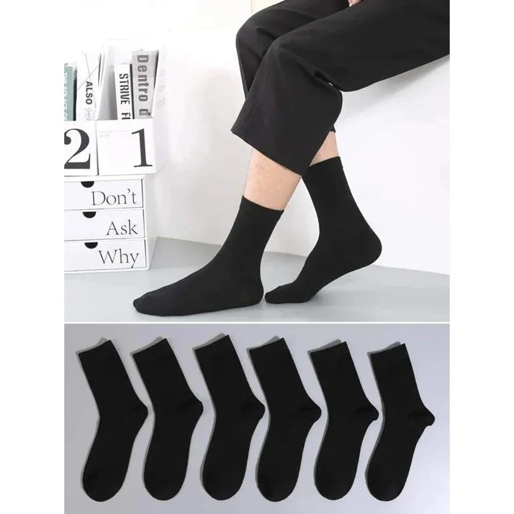 Men’s Classic Mid-Length Black Socks 6-Pair Set