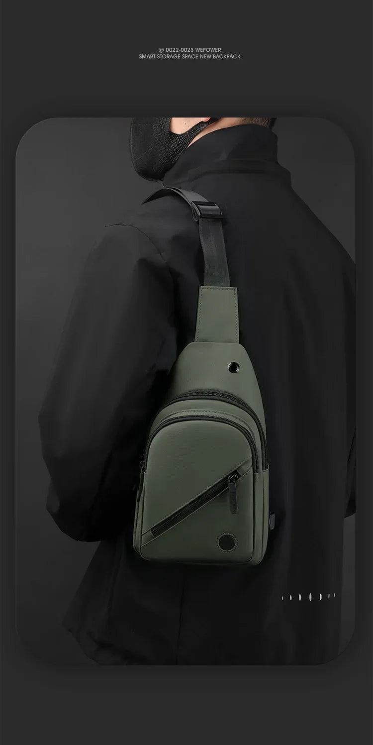 Lightweight Men's Nylon Chest Bag Crossbody Sling for Outdoor Sports & Daily Commute