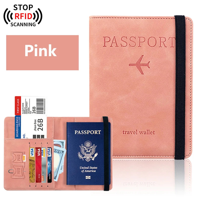 Passport Holder Travel Wallet – PU Leather Passport Cover with RFID Protection for Men and Women