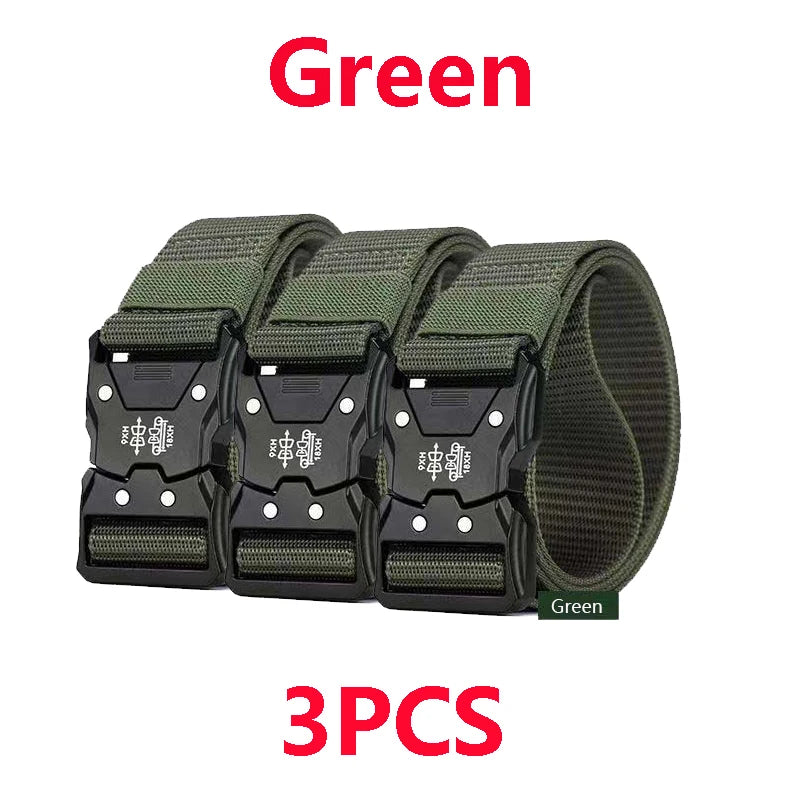 Men’s Tactical Belt – Quick Release Black Elastic Nylon Braided Outdoor Sport Belt