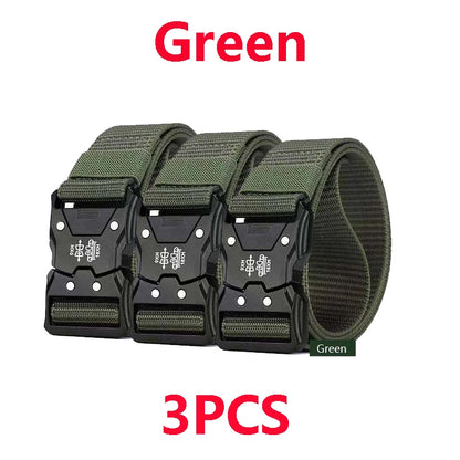 Men’s Tactical Belt – Quick Release Black Elastic Nylon Braided Outdoor Sport Belt