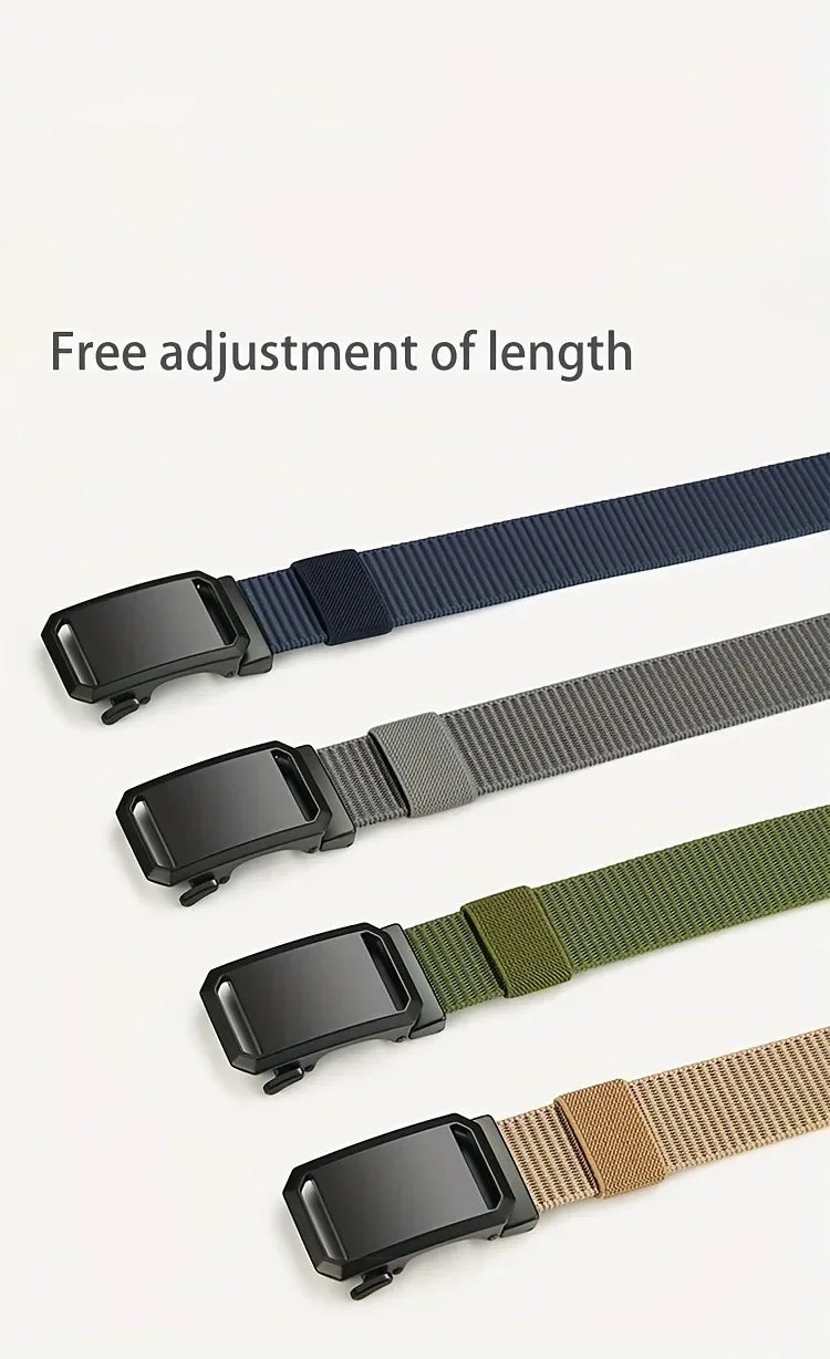 Men’s Tactical Canvas Belt – Automatic Buckle Adjustable Outdoor and Workwear Waist Strap