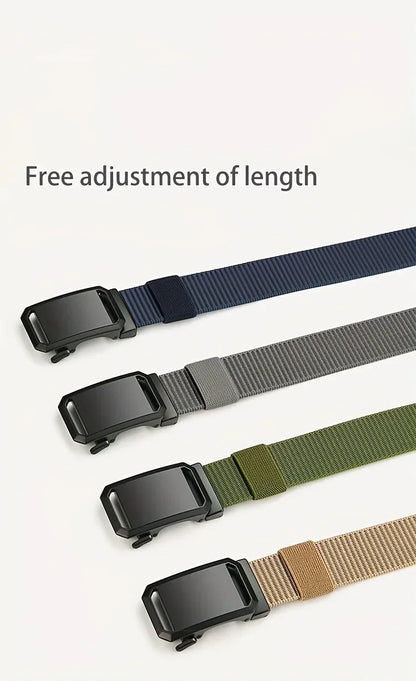 Men’s Tactical Canvas Belt – Automatic Buckle Adjustable Outdoor and Workwear Waist Strap