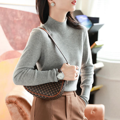 Autumn Winter Chic Turtleneck Knitted Sweater for Women