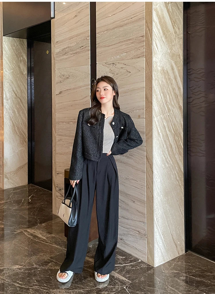 Slim V-Neck Ribbed Knit Sweater – Autumn/Winter