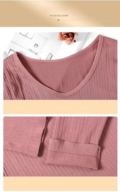 1 Set Warm Thermal Underwear Sexy Ladies Intimates Long Johns Women Shaped Sets Female Middle Collar Thermal Shaping Clothes