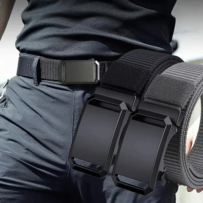Men’s Tactical Canvas Belt – Automatic Buckle Adjustable Outdoor and Workwear Waist Strap