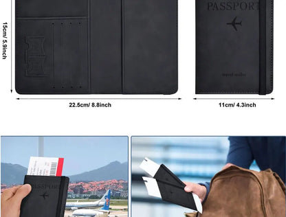 Passport Holder Travel Wallet – PU Leather Passport Cover with RFID Protection for Men and Women