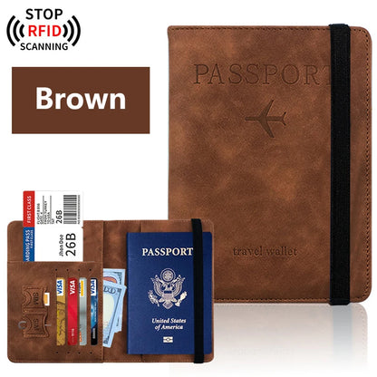 Passport Holder Travel Wallet – PU Leather Passport Cover with RFID Protection for Men and Women
