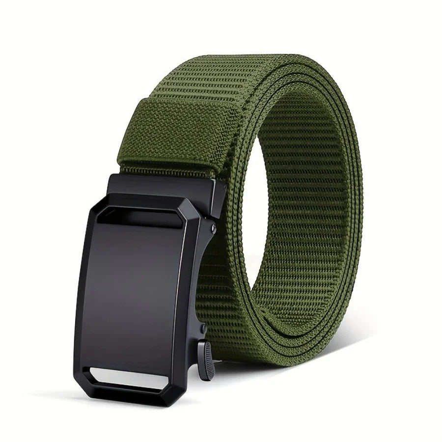 Men’s Tactical Canvas Belt – Automatic Buckle Adjustable Outdoor and Workwear Waist Strap