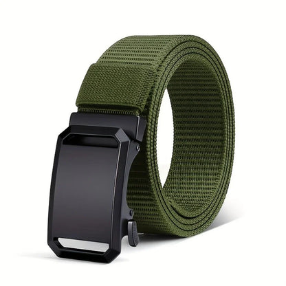 Men’s Tactical Canvas Belt – Automatic Buckle Adjustable Outdoor and Workwear Waist Strap