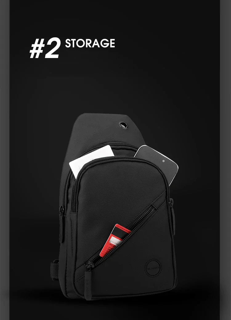 Lightweight Men's Nylon Chest Bag Crossbody Sling for Outdoor Sports & Daily Commute