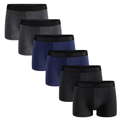 6-Pack Men’s Boxer Shorts – Comfortable Solid Underwear Set for Casual, Work, and Sports