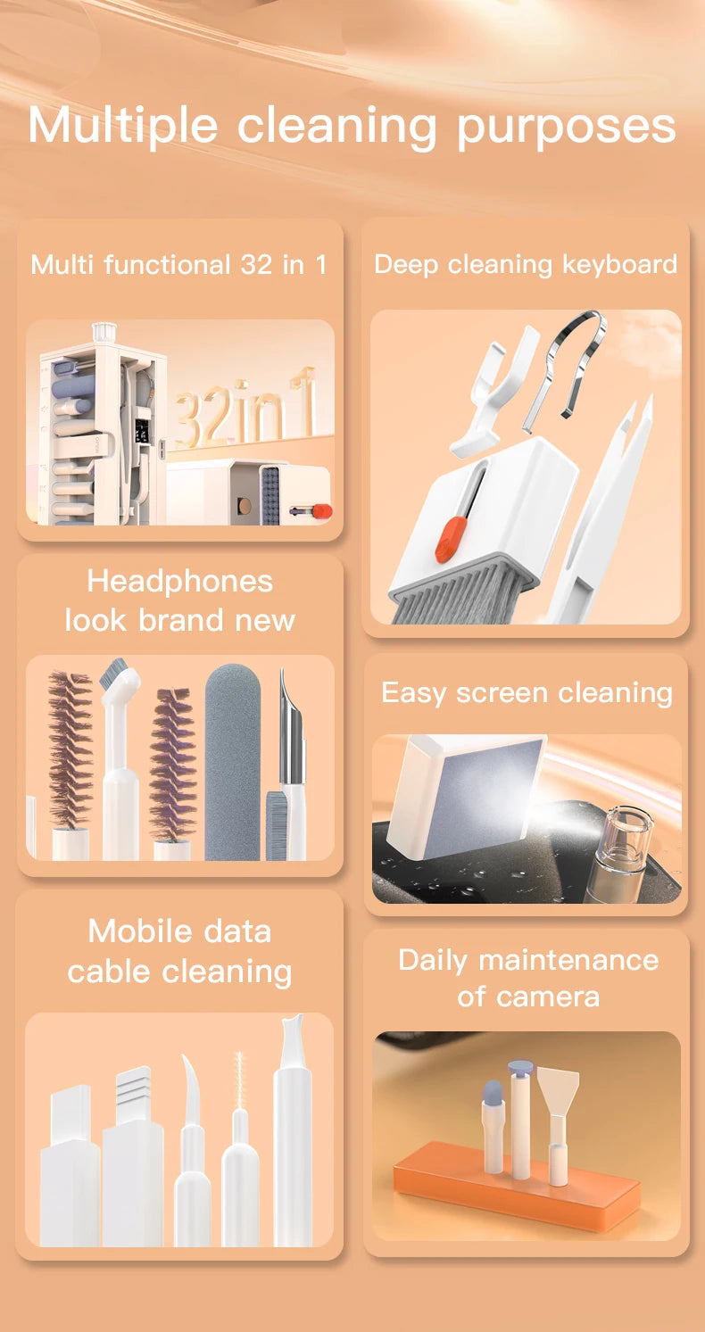 20/32-in-1 Precision Deep Cleaning Kit for Phone Ports, AirPods, Keyboard & Keycaps